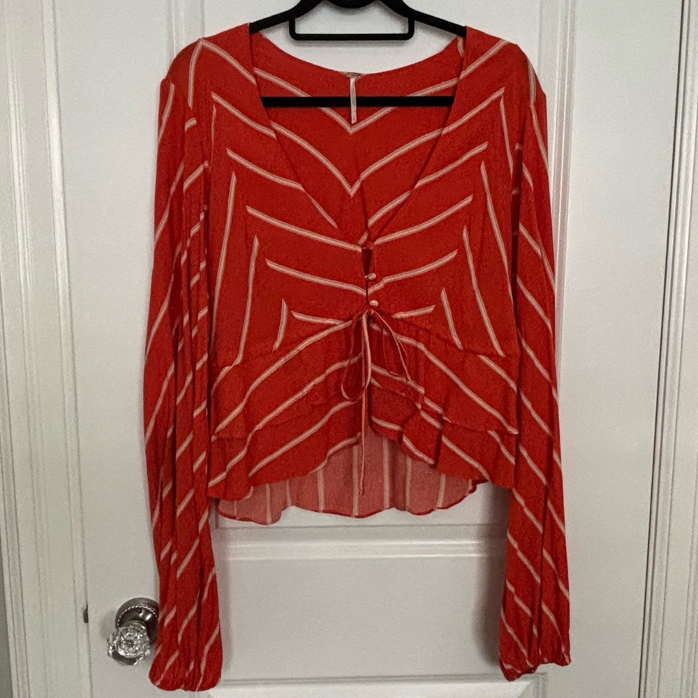 Free People Long Sleeve Org/White - Sz.L
